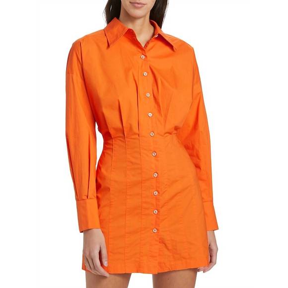 NEW EN SAISON pleated shirt dress in tangerine - Picture 1 of 5
